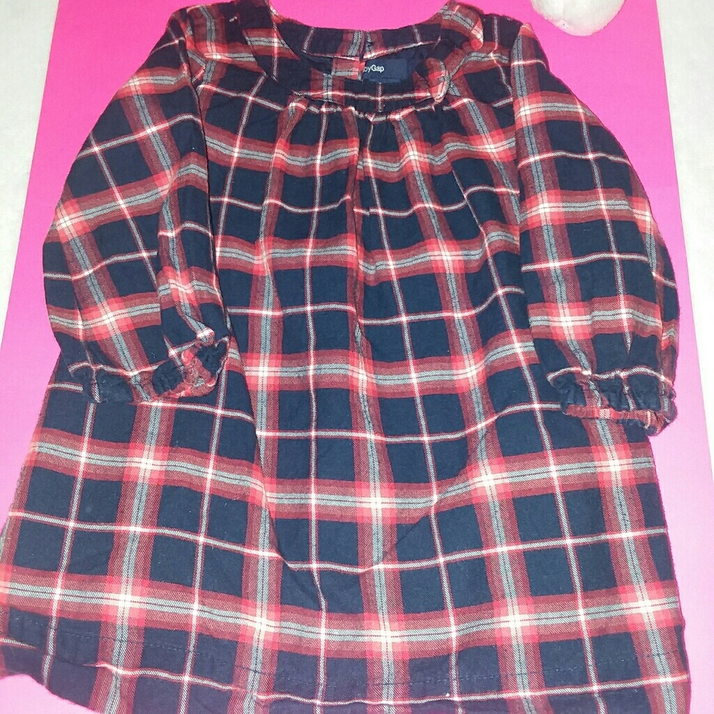 BABY GAP/ORANGE PLAID DRESS Sz 6-12M